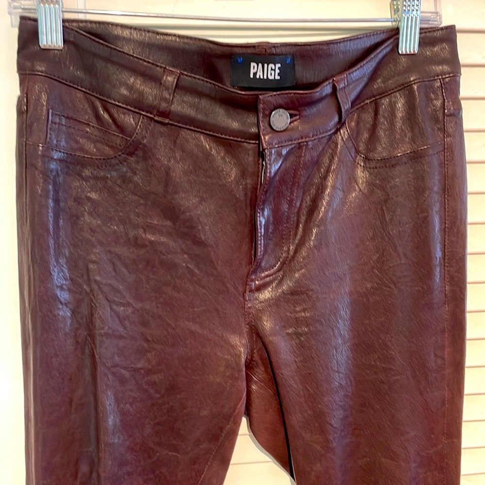 EUC Paige 100% leather oxblood color skinny Jean style pant